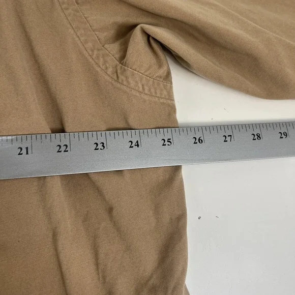 Vintage Polo Ralph Lauren Shirt XL Beige Twill Long Sleeve 1/2 Zip Military - Picture 15 of 16